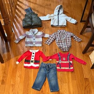 18M Baby Boy Cozy Bundle – Vest, Hoodie, Jeans + Shirts (7 total pieces)